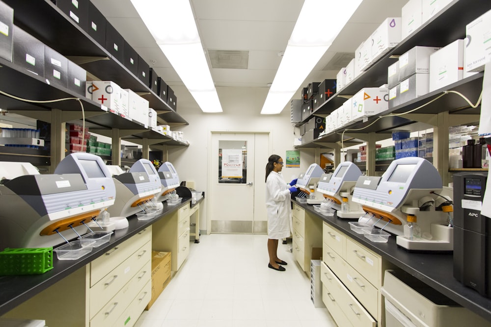 Certified laboratory technician performing drug testing